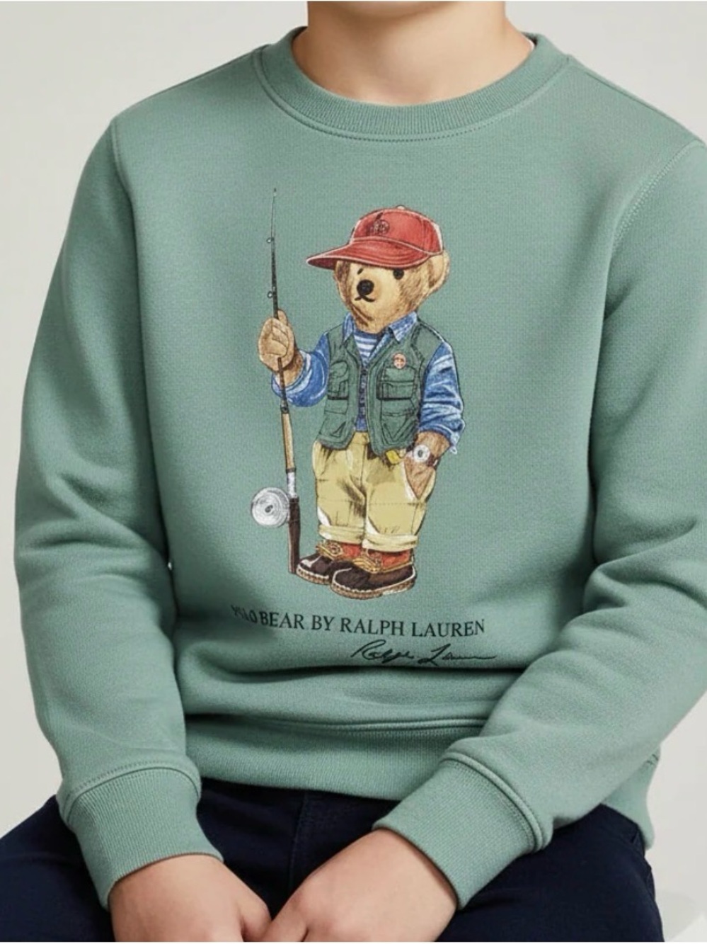 Polo by Ralph Lauren Green Fishing Bear Crewneck Sweatshirt